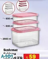 SIZDIRMAZ SAKLAMA KABI SETİ 3'LÜ 800+800+2900 ML SIZDIRMAZ SAKLAMA KABI SETİ 3'LÜ 800+800+2900 ML